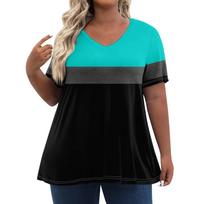 XL-7XL Moteriški didelio dydžio viršutiniai drabužiai Šortai Trumpomis rankovėmis Marškiniai V formos iškirpte Laisvalaikio drabužiai Drabužiai Spausdinti viršutiniai drabužiai 6XL blue