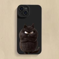 Juokingas Šaunus Katės Silikoninis Telefono dėklas iPhone 16 15 14 13 12 11 Pro Max 15 Pro XS XR X 7 8 16 Plus Atsparus smūgiams Matinis Minkštas Dangtelis For iPhone 13 black
