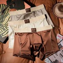 3 vnt. satino vyriškos apatinės kelnės Kvėpuojančios plokščiu kampu kelnaitės Asmeninės ir patogios keturių kampų šortai Vyriškos boxer kelnaitės 3XL beige