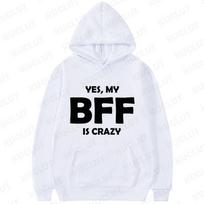 Moterų džemperiai Saldūs Korėjietiški apvalios iškirptės megztiniai Rudens Žiemos gobtuvai Crazy BFF Juokinga Dovana Geriausi Draugai Gimtadienio Drabužiai S white