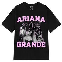 Dainininkės Ariana Grande Madingi Vintažiniai Marškinėliai Vyrams Moterims Aukštos Kokybės Marškinėliai Trumpomis Rankovėmis Laisvalaikio Medvilniniai Marškinėliai Streetwear M gray