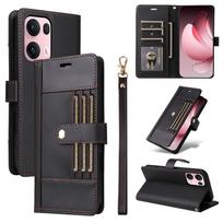 Atverčiama odinė piniginė dėklas OPPO Reno 14 13 13F 12F Reno14 Reno12 F Reno13 FS 4G 5G Flip dėklai Išorėje 6 kortelių laikiklis PU Leather&Oppo Reno 12F 5G juoda