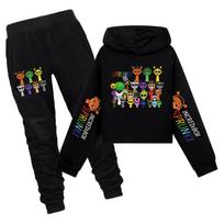 Mieli „Sprunki“ animacinių filmukų drabužiai vaikams Žaidimas „Incredibox“ Hoodies + Kelnės Mergaitėms Rudens Palaidinės Ilgomis Rankovėmis Megztiniai 140 black