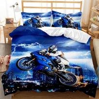 Rider lenktyninio motociklo purvo dviračio patalynės komplektas 3D spausdintas Tinka miegamojo antklodės užvalkalų komplektas su pagalvių užvalkalais Vaikams namų tekstilė 70x133cm 3pcs