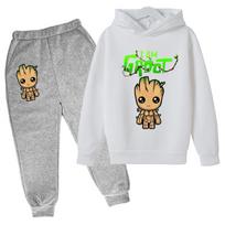 Kawaii Kūdikio Marvel Groot Gobtuvėlis Vaikų Mados Gatvės Gobtuvėlis+Kelnės Kostiumas Laisvalaikio Bėgimo Palaidinė Aš Esu Groot Juokingas Animacinis G 160 violetinė