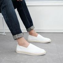 Kvėpuojantys tinkliniai vyriški batai Zapatos De Hombre Vyriški laisvalaikio batai Patogūs apvalaus piršto įsispiriami plokščiapadžiai Mocasines De Hombre 43 balta