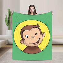Animacinis smalsusis Džordžas pledas Kelioninis flanelinis užtiesalas sofai, foteliui, sofai, lovai Šiltas individualios kokybės patalynės užtiesalas Dovana 75x90cm