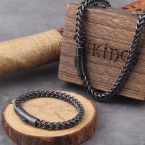 Vikingų lietos kubietiškos grandinėlės plonas nerūdijančio plieno apyrankės ir karoliai, keturių pusių poliruoti, dovanų rinkinys vaikinui, vyrams 21cm&60cm brown
