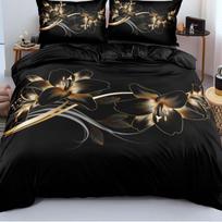 Elegantiškas gėlių pūkinės antklodės komplektas Patalynės komplektas 3 dalių užtiesalų komplektas 135*200cm black