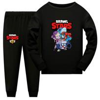 4093 Vaikams Brawl Stars Spaudinys Ilgomis Rankovėmis Viršutinis Drabužis Kelnės Pižama Miego Drabužiai Miego Rinkinys 170cm juoda