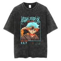 Hunter x Hunter Gon Freecss Character Collage Vintage Išplėtas Dydžio Marškinėliai | Unisex Anime Streetwear Marškinėlis S auksas