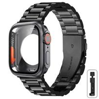 Dirželis+Korpusas Apple Watch 11 10 42mm 46mm 9 8 7 41mm 45mm Metalinis dirželis PC dėklas iWatch Series 6 5 4 SE 40mm 44mm Laikrodžio dirželis Series 10 46mm gray