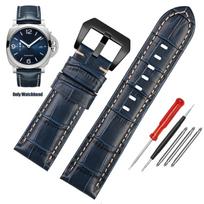 Panerai 441 1085/1313/111 odinė laikrodžio apyrankė 22mm 24mm mėlyna Vyriška Aligatoriaus rašto laikrodžio juosta karvės oda Apyrankės Aksesuarai 22mm gray