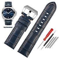 Panerai 441 1085/1313/111 odinė laikrodžio apyrankė 22mm 24mm mėlyna Vyriška Aligatoriaus rašto laikrodžio juosta karvės oda Apyrankės Aksesuarai 26mm gray