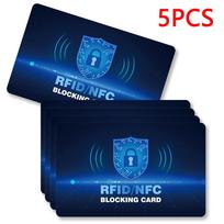 RFID blokavimo kortelės 5 vnt. Banko debeto ir kredito kortelių apsauga nuo vagysčių, bekontakčio NFC blokatorius, visos piniginės apsauga black