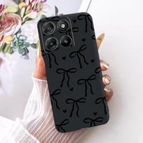 Skirta Motorola Moto G67 Power / G57 Power Mielas Gėlių Drugelio Katės Dažytas dėklas MOTO G67Power Juodas Silikoninis Minkšti Telefonų dėklai Moto G57 Power black