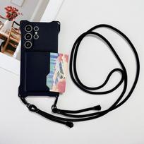 Dirželis dėklas Samsung Galaxy A35 A55 A15 A14 A54 A34 A53 A56 5G Atsparus smūgiams Piniginė Kortelių laikikliai Crossbody Karoliai Dirželis Dangtelis Galaxy A53 5G&Case & Strap black
