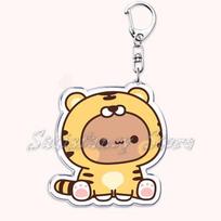 Cartoon Bubu Dudu Love Couple Baby Bear Panda Keychains Keyring for Accessories Bag Pendant Key Chain Jewelry Fans Lovers Gifts beige