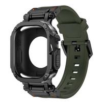 Silicone Strap+Case Waterproof For Apple Watch Ultra 3 2 49mm Series 11-10 46mm for Iwatch SE 7 4-9 SE 44mm 45mm For S10 S11 46mm black