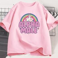 Alpha Male Vienaragis Vaivorykštė Marškinėliai Didelio Dydžio Unisex Laisvalaikio Mada Grafiniai Marškinėliai Unisex Apvalia Kaklo Išleidimo Unisex Trumpomis Rankovėmis Marškinėlis 4XL pink