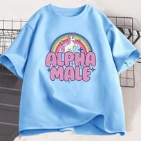 Alpha Male Vienaragis Vaivorykštė Marškinėliai Didelio Dydžio Unisex Laisvalaikio Mada Grafiniai Marškinėliai Unisex Apvalia Kaklo Išleidimo Unisex Trumpomis Rankovėmis Marškinėlis 4XL gray
