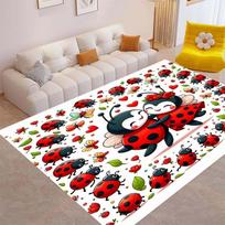 Mielų animacinių boružėlių rašto kilimas, tinkamas svetainei, miegamajam, sofai, kavos staliukui, grindims ir kaip prabangus dovanų variantas. 60x90cm