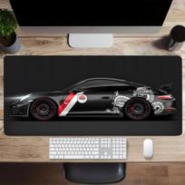 Didelis baltas sportinio automobilio dizaino pelės kilimėlis Žaidimų neslystantis guminis pagrindas Prailgintas stalviršio kilimėlis žaidėjams, biuro reikmenys, kompiuterių priedai 400X900X2mm
