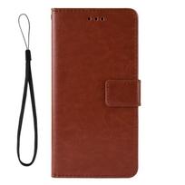 Tinka Samsung Galaxy Xcover Pro telefonui odinis dėklas-apverčiamasis dangtelis su crazy horse raštu Samsung Galaxy Xcover Pro ruda
