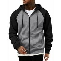 Mens Raglan Sleeve Zip Up Hoodie Sweatshirt XXL tamsiai pilka spalva