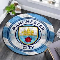 Manchester City Spausdintos Apvalios Kiliminės Dangos, Neslystančios Plaunamos Apvalios Kiliminės Dangos Svetainei Miegamajam Žaidimų Kambariui, Sporto Gerbėjų Dekoras, Šventės Gimtadienio Dovana 80cmx80cm gray