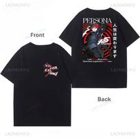 Camisetas Persona 3 4 5 Joker Gaming Shirt Video Games P5ona Graphic T Shirts Igor Tarot Morgana Izanagi Harajuku Polyester Tee 4XL black