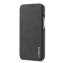 Odinė atlenkiama piniginė telefono dėklas, skirta IPhone 17 16 Pro Max Air 14 15 13 12 Mini 11 Pro XS Max XR 8 7 Plus SE, su kortelių lizdais, knygos tipo krepšys For iPhone 16 juoda