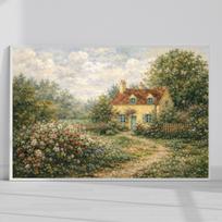 Senovinio kotedžo aliejinė tapyba Sienos menas Angliškas kaimo kotedžo kraštovaizdis Rustic sodybos namų dekoras 40x50cm