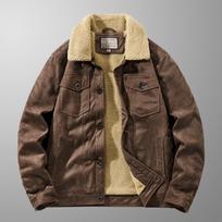 Men's Retro Hong Kong Style Suede Jacket - Spring/Autumn Workwear Lapel Top L black