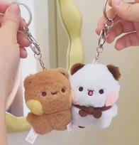 Nauji Panda Bubu Ir Yier Pliušiniai Pakabukai Lėlės Mielas Animacinis Panda Lokas Lėlė Raktų Pakabukas Kuprinės Pakabukas Poros Dovana brown