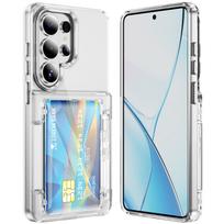 Skaidrus kortelių laikiklis piniginė telefono dėklas Samsung Galaxy S22 S23 S26 Ultra S24 S25 Plus, akrilinis smūgiams atsparus kietas dangtelis Galaxy S24 gryna