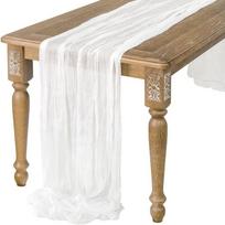 90x180/300cm Marle Stalo Danga Vintažinė Sūrio Marle Stalo Dekoravimas Ilgi Stalo Bėgikai Vestuvės Paplūdimyje 90x300cm balta