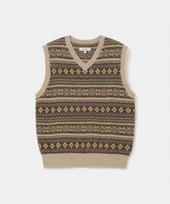 UNIFORM BRIDGE Fair Isle megztas liemenė smėlio spalvos M beige
