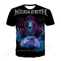 New Rock Band Megadeth Tour 3D Print T-shirt Men Women Fashion Hip Hop Oversized Short Sleeve Tops Tees Kids Clothing Apparel 3XL blue