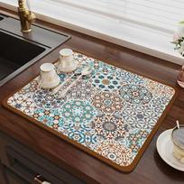 Coffee Machine Mat Tableware Drying Kitchen Anti Slip Drainage Mat Quick Drying Tableware Mat Washable 30x40cm 1 piece gray