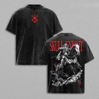 Berserk Kaukolės Raitelis T-shirt Vyriškiems Drabužiams Anime Skalbtas Oversized T-shirt Vasarinis Laisvalaikio Trumpomis Rankovėmis Aukštos Kokybės 3XL black