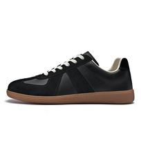Minkšto pado Dequn batai Unisex Retro Sportiniai Laisvalaikio Snikeriai Poros Stilius Tikros Parduotuvės Kokybė Odos Viršus Guminis Padas 37 juoda
