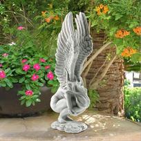 Large Size Angel Redemption Statue Angel Fairy Wings Resin Crafts Sculpture Angel Memorial Redemption Statue Home Decor L gray
