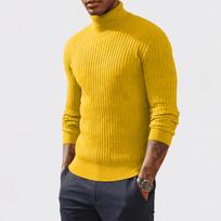 Men's High Neck Knit Sweater Casual Pullover Base Layer XXXXL geltona