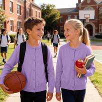 Kids' Color Knit Cardigan Sweater for Boys Girls, Casual Outerwear 120 violetinė