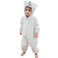 Infant Baby Flannel Animal Warm Romper for Crawling 90 balta