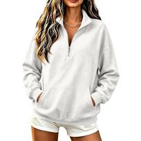 Women's Fashionable Half-Zip Long Sleeve Hoodie with Two Pockets for Casual Daily Wear XL balta