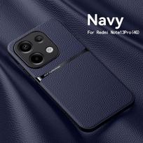 Dėklas Xiaomi Redmi Note 13 Pro 4G su magnetiniu laikikliu automobilyje, odinis galinis dangtelis, skirtas Redmi Note13 Pro 13Pro 4G, silikoninis buferis, Fundas Redmi Note 13 Pro 4G gray