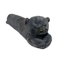 Gyvūno pliušinė pagalvė, didelio dydžio, su siuvinėjimo animaciniu raštu, skirta lovagaliui ir šoniniam miegui Cat Rabbit Fur 120CM black