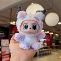Cuter Pvc Labubu Plush Pendant With Cartoon Character Design For Backpack Decoration Kuromi gray